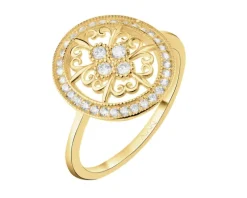 Złoty pierścionek z cyrkoniami - rozeta
