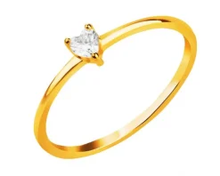 Złoty pierścionek z cyrkonią - serce