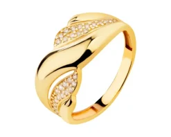 Złoty pierścionek z cyrkoniami