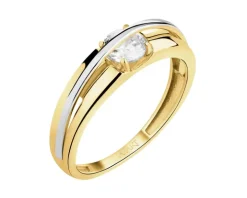 Złoty pierścionek z cyrkonią