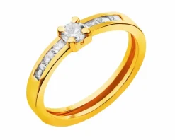 Złoty pierścionek z cyrkoniami