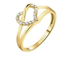 Złoty pierścionek z cyrkoniami - serce