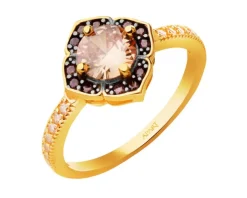 Złoty pierścionek z cyrkoniami