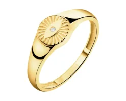 Złoty pierścionek z cyrkonią - oko