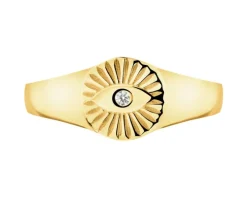 Złoty pierścionek z cyrkonią - oko