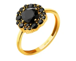 Złoty pierścionek z cyrkoniami