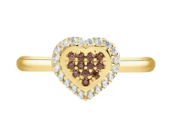 Złoty pierścionek z cyrkoniami - serce