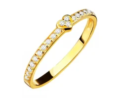 Złoty pierścionek z cyrkoniami - serce