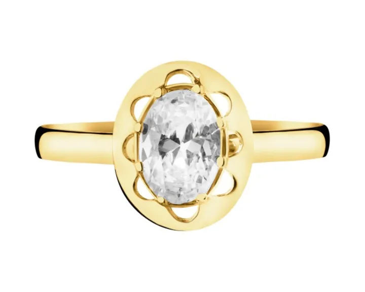 Złoty pierścionek z cyrkonią