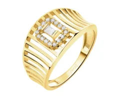 Złoty pierścionek z cyrkoniami