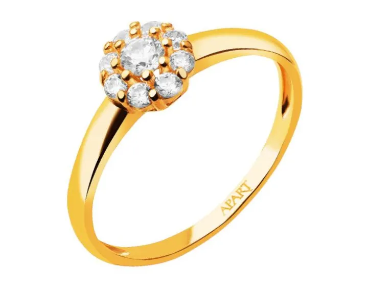 Złoty pierścionek z cyrkoniami