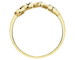 Złoty pierścionek z cyrkoniami - love