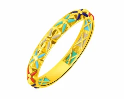 Złoty pierścionek z emalią