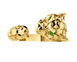 Złoty pierścionek z emalią - puma