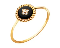 Złoty pierścionek z emalią i cyrkoniami