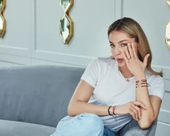 Złoty pierścionek z granatem syntetycznym