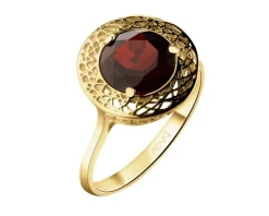 Złoty pierścionek z granatem