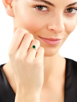 Złoty pierścionek z kwarcem syntetycznym