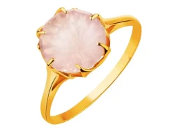 Złoty pierścionek z kwarcem