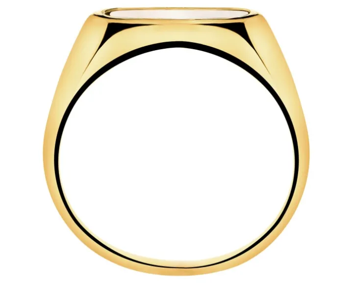 Złoty pierścionek z masą perłową - sygnet