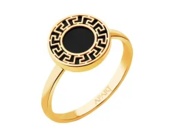 Złoty pierścionek z onyksem syntetycznym