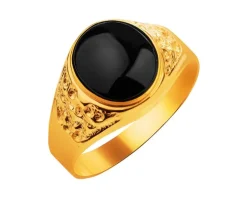 Złoty pierścionek z onyksem - sygnet