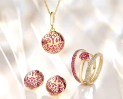 Złoty pierścionek z   rubinami syntetycznymi - Eternity