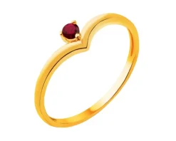 Złoty pierścionek z rubinem syntetycznym