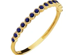 Złoty pierścionek z szafirami syntetycznymi