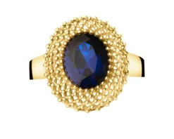 Złoty pierścionek z szafirem syntetycznym