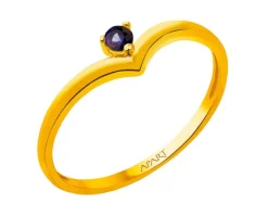 Złoty pierścionek z szafirem syntetycznym