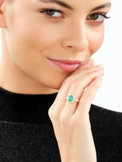 Złoty pierścionek z turmalinem syntetycznym